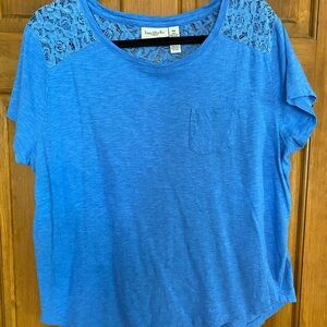 Torrid Blue Lace Shoulder Women's Top